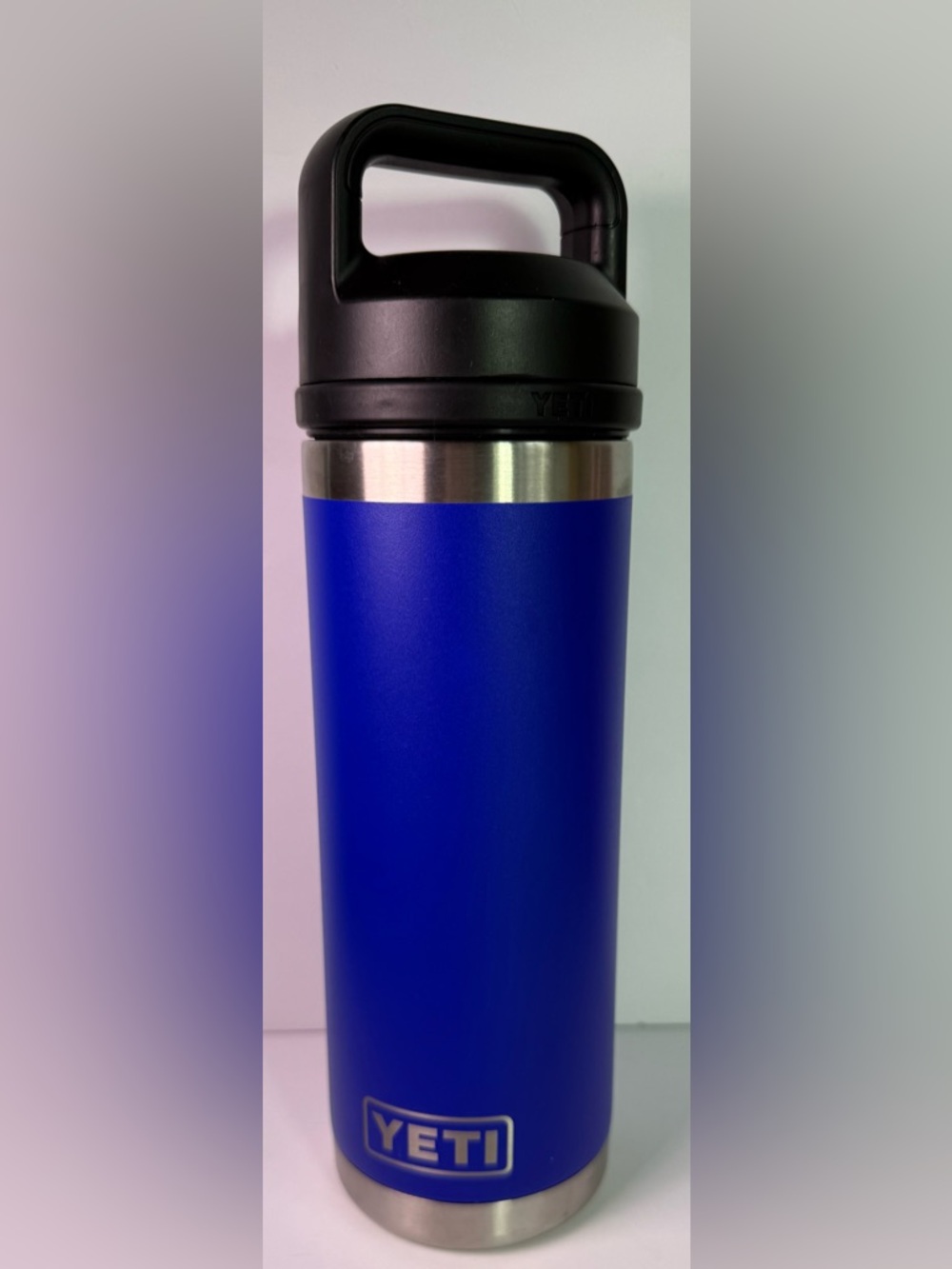 YETI Rambler 18 oz Bottle Deep Blue Royal Blue w/ Chug Cap Handle Lid